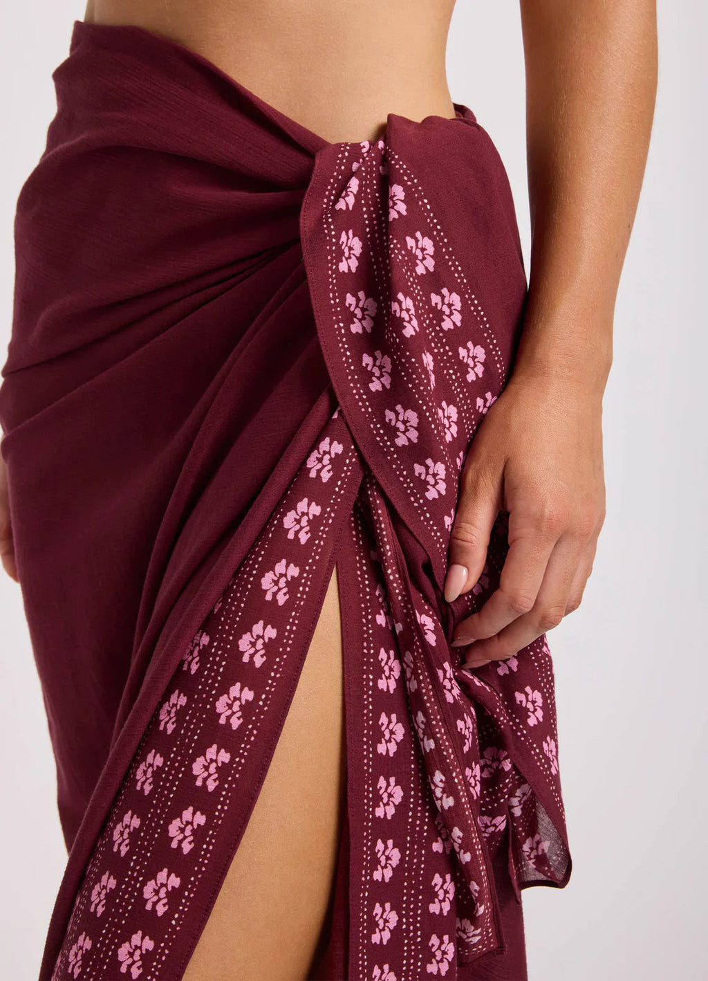 Seafolly Woodblock Sarong BatikBloom - Dark Burgundy