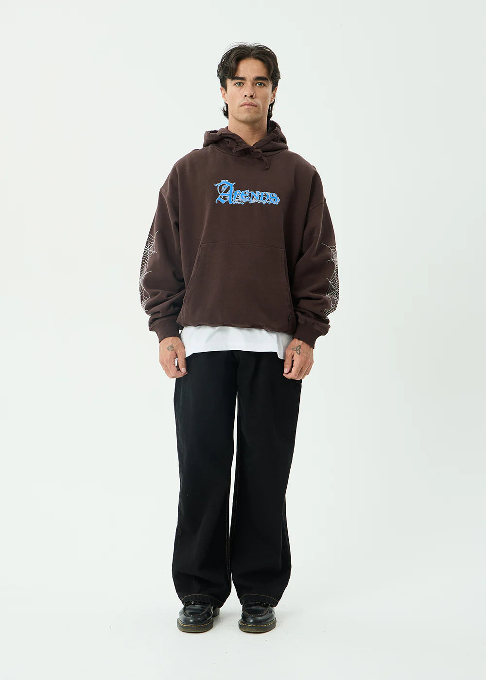 Afends Labyrinth Recycled Boxy Pull On Hood - Washed Coffee