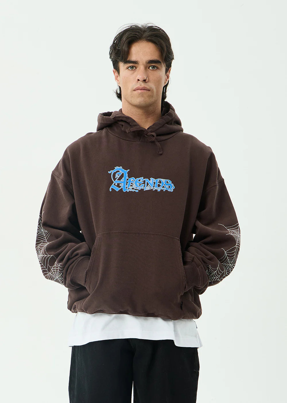 Afends Labyrinth Recycled Boxy Pull On Hood - Washed Coffee