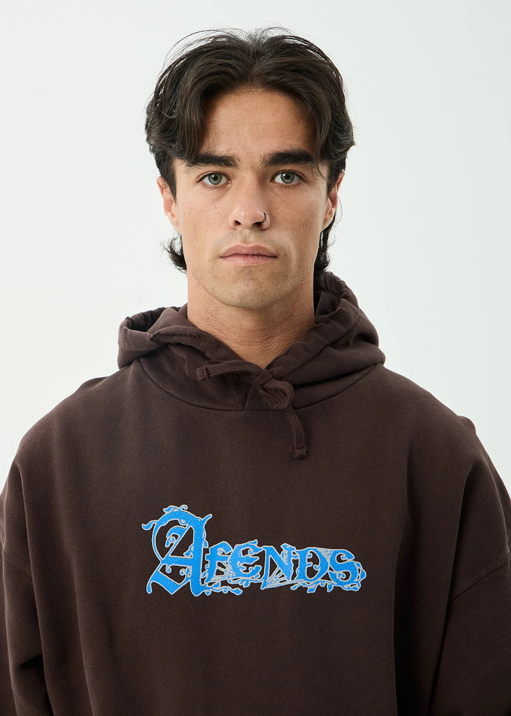 Afends Labyrinth Recycled Boxy Pull On Hood - Washed Coffee