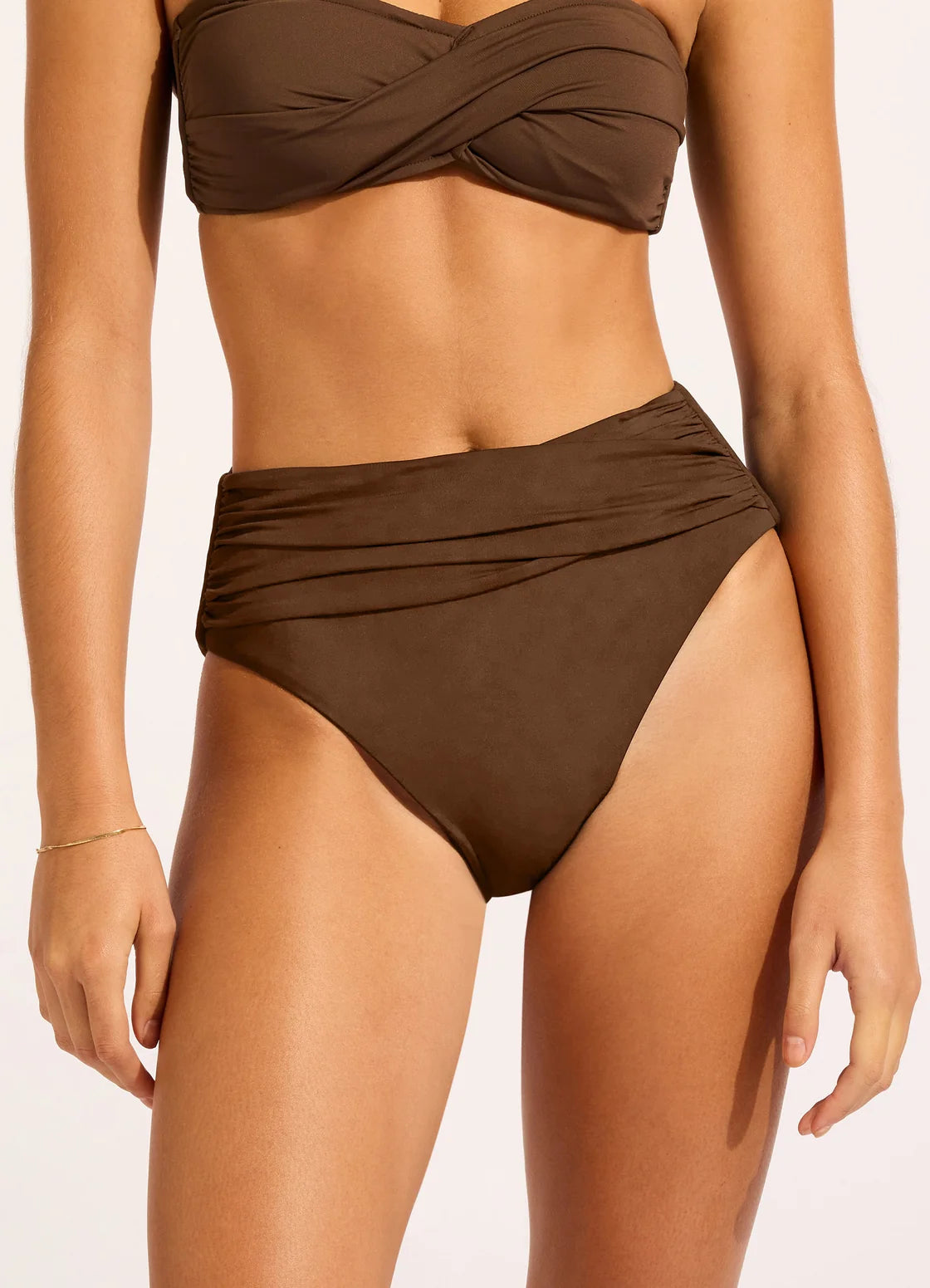 Seafolly Collective High Waist Bikini Bottom Dark Chocolate