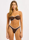 Seafolly Beach Bound Scoop High Cut Rio Dark Chocolate
