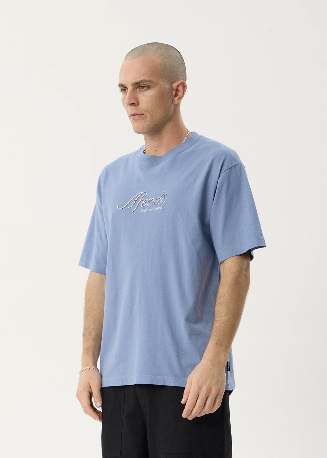 Afends Horoscope Recycled Boxy Tee - Washed Slate Blue