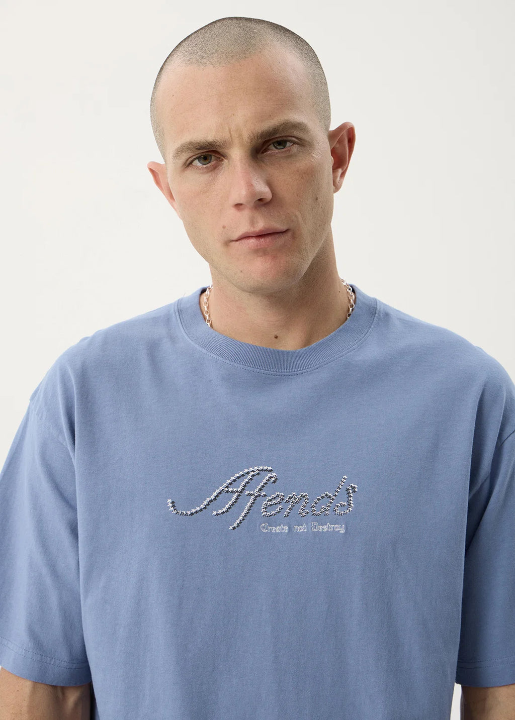Afends Horoscope Recycled Boxy Tee - Washed Slate Blue