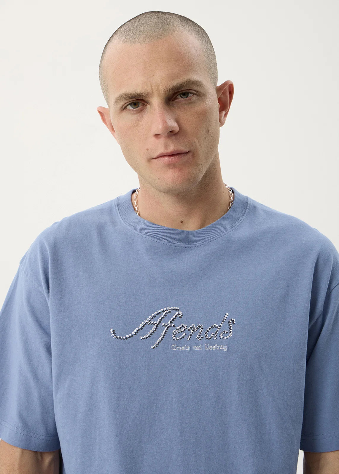 Afends Horoscope Recycled Boxy Tee - Washed Slate Blue