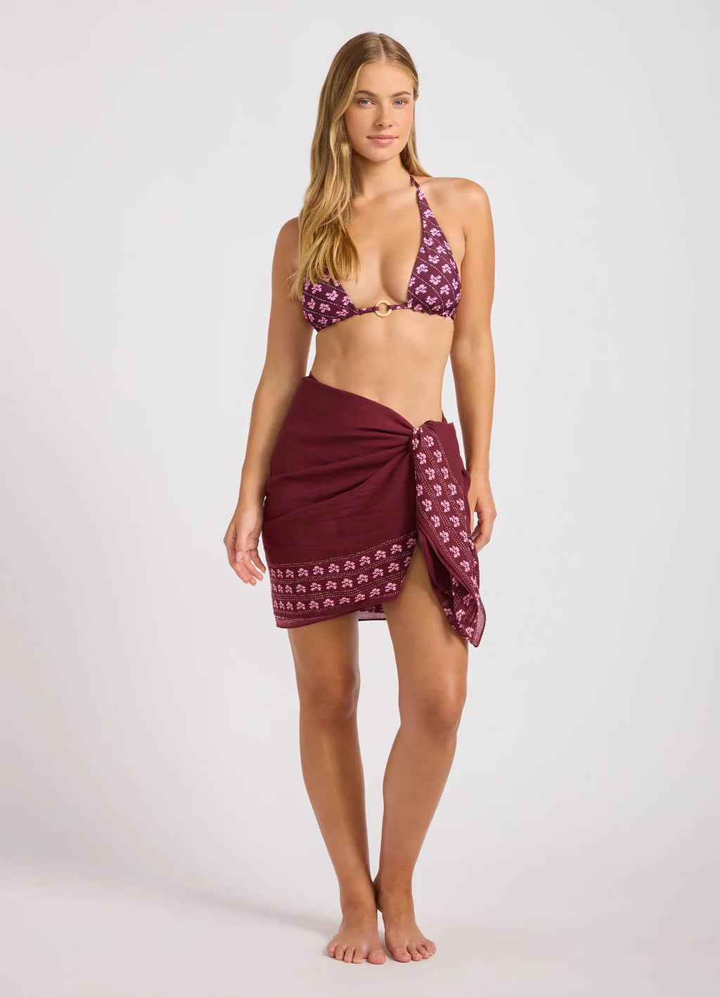 Seafolly Woodblock Sarong BatikBloom - Dark Burgundy
