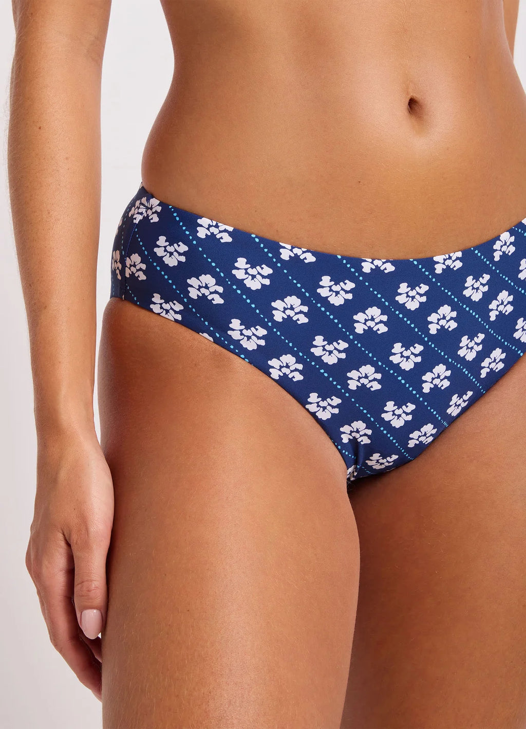 Seafolly Batik Bloom Retro Bikini Bottom Navy