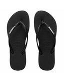 Havaianas Slim Metal Logo Black/Silver Thongs