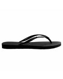Havaianas Slim Metal Logo Black/Silver Thongs