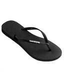 Havaianas Slim Metal Logo Black/Silver Thongs