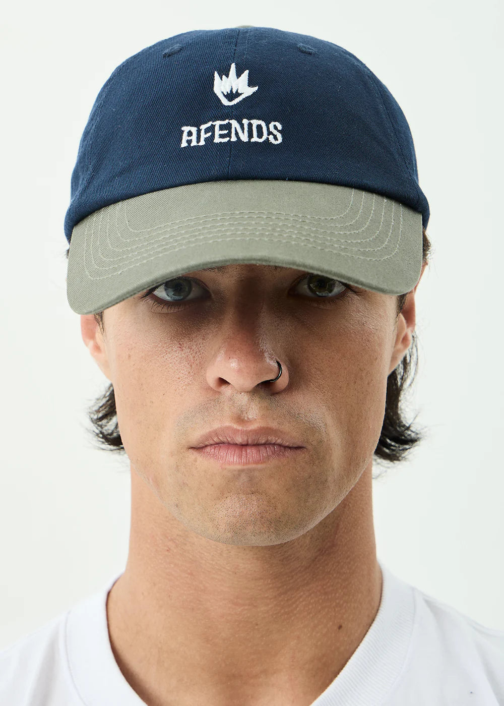 Afends Burnin Recycled Six Panel Cap - Deep Sea / Sycmore