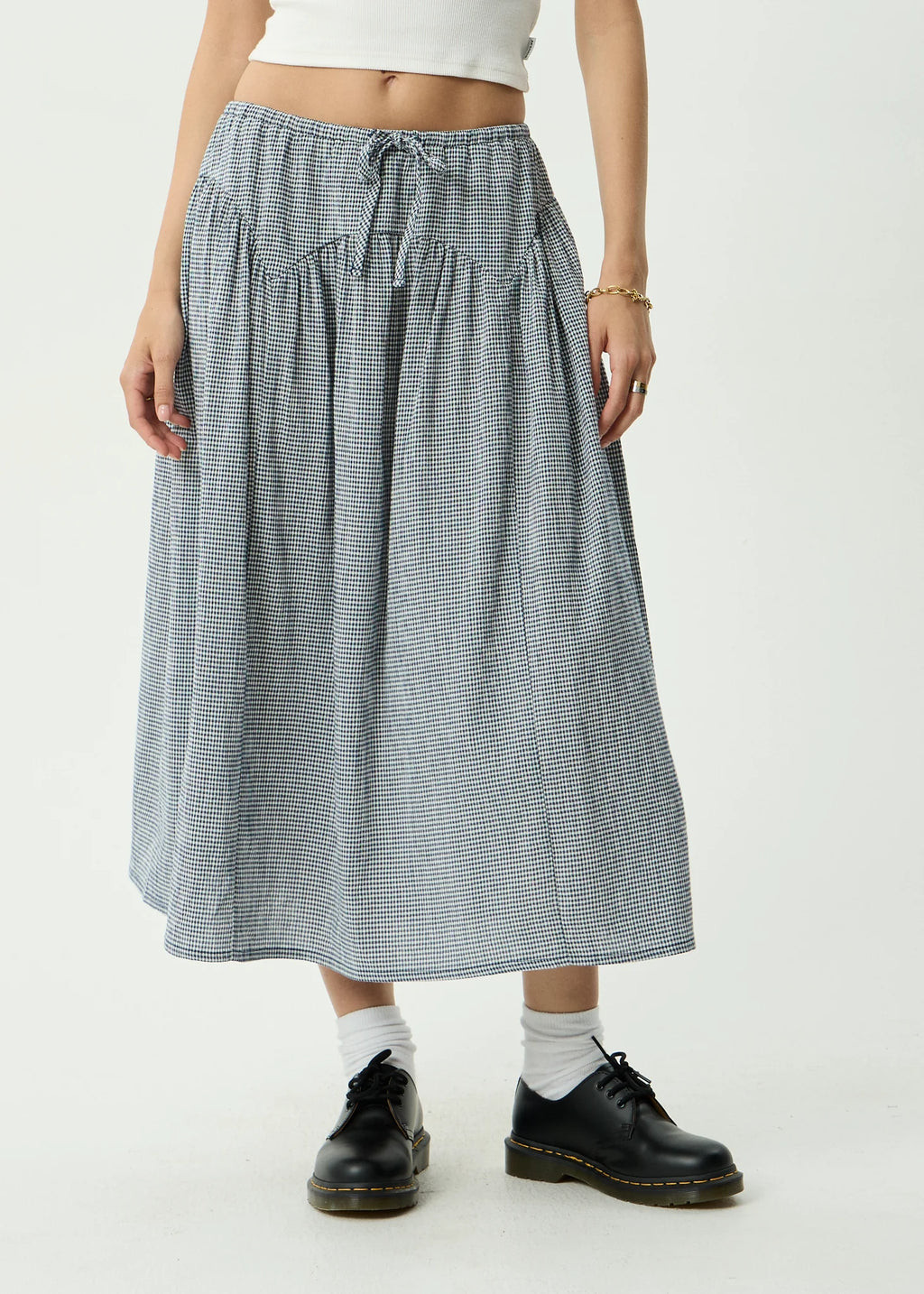 Afends Marlow Indy Hemp Midi Skirt - Navy Check
