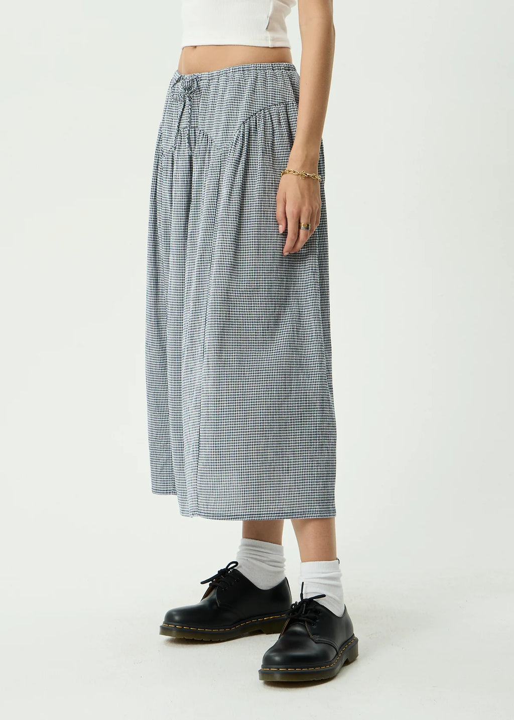 Afends Marlow Indy Hemp Midi Skirt - Navy Check