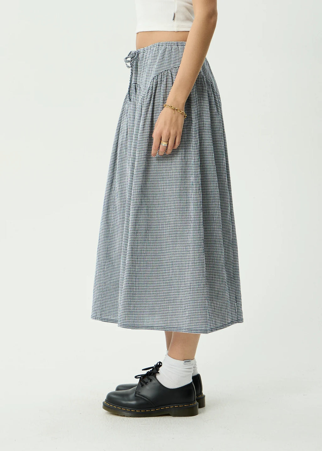 Afends Marlow Indy Hemp Midi Skirt - Navy Check