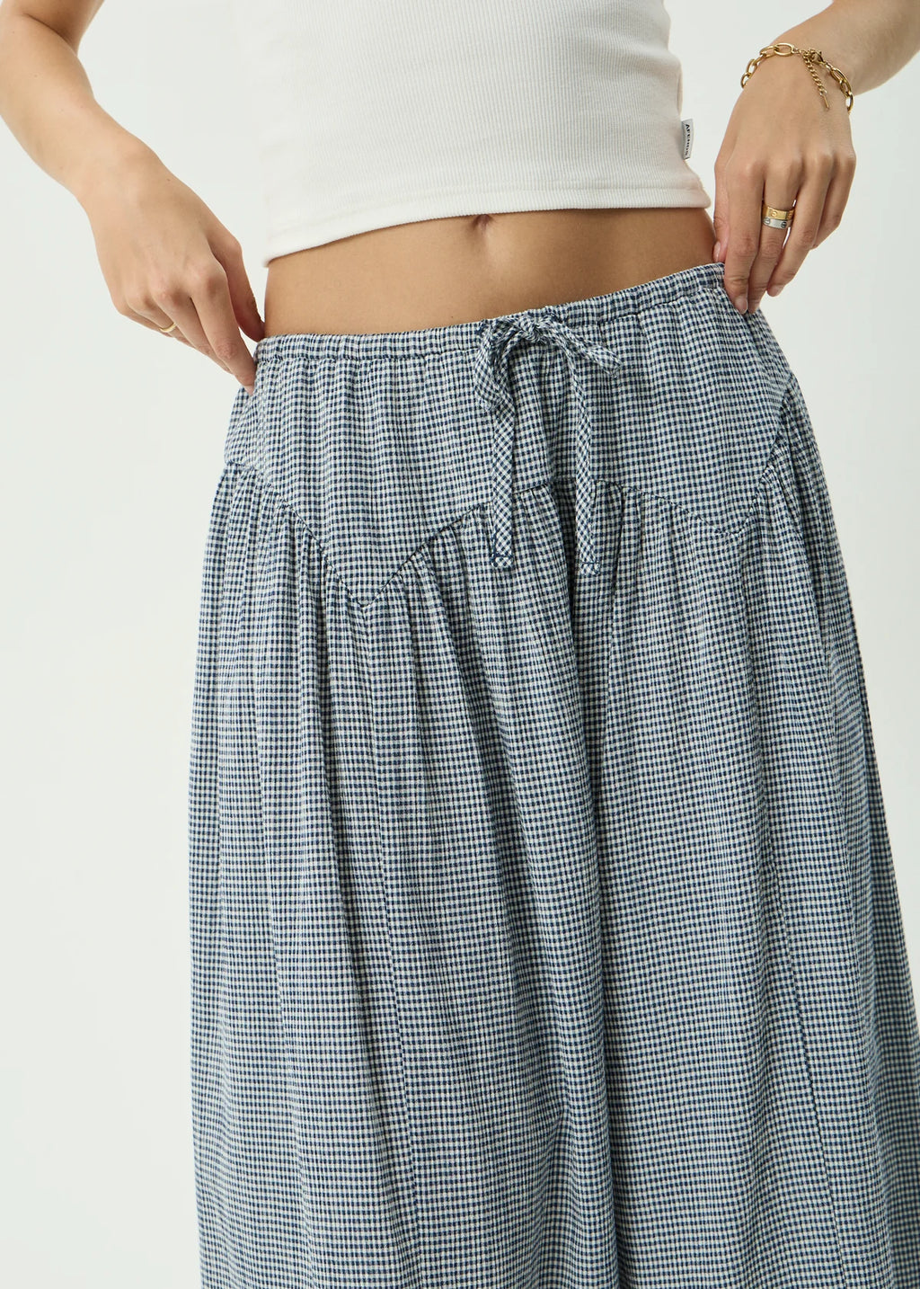 Afends Marlow Indy Hemp Midi Skirt - Navy Check