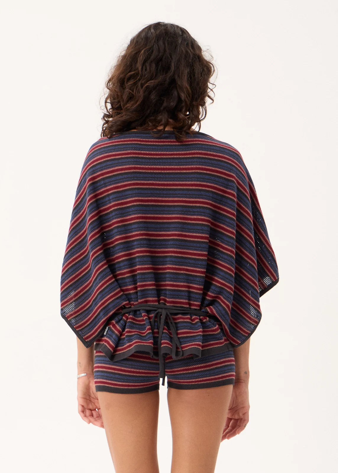 Afends Vance Organic Knit Batwing Top Club Stripe