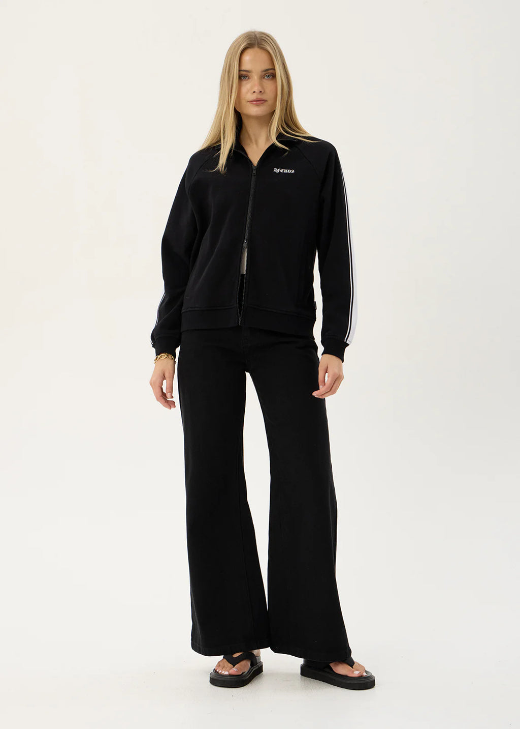 Afends Live Now Recycled Track Jacket - Black