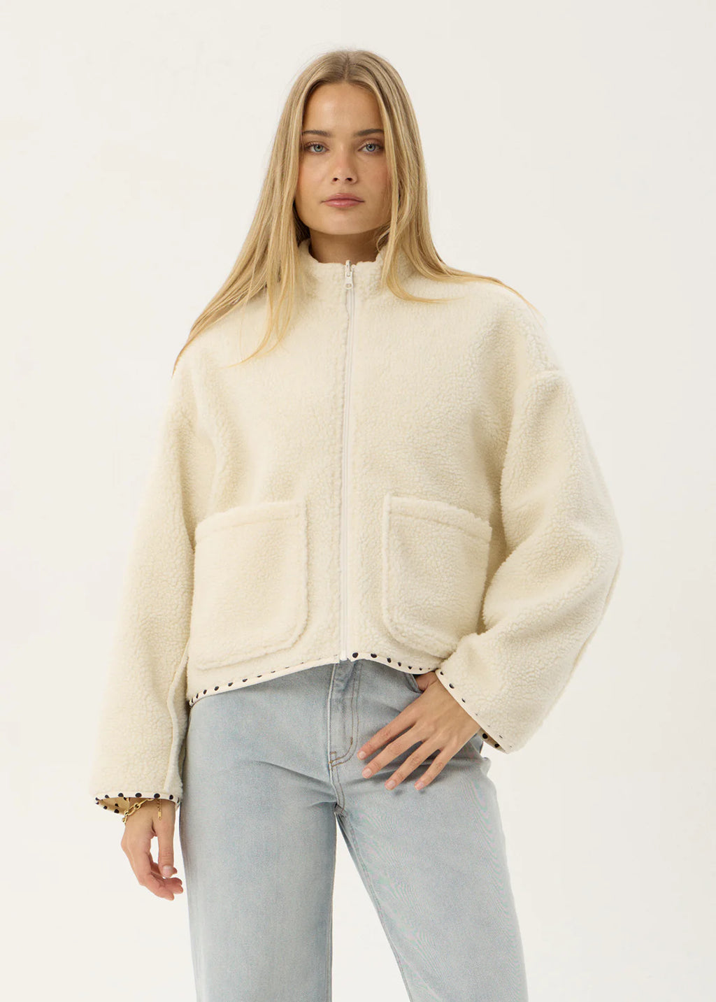 Afends Berlin Reversible Recycled Polar Fleece Jacket  Moonbeam