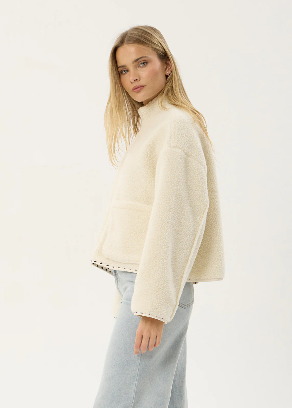Afends Berlin Reversible Recycled Polar Fleece Jacket  Moonbeam