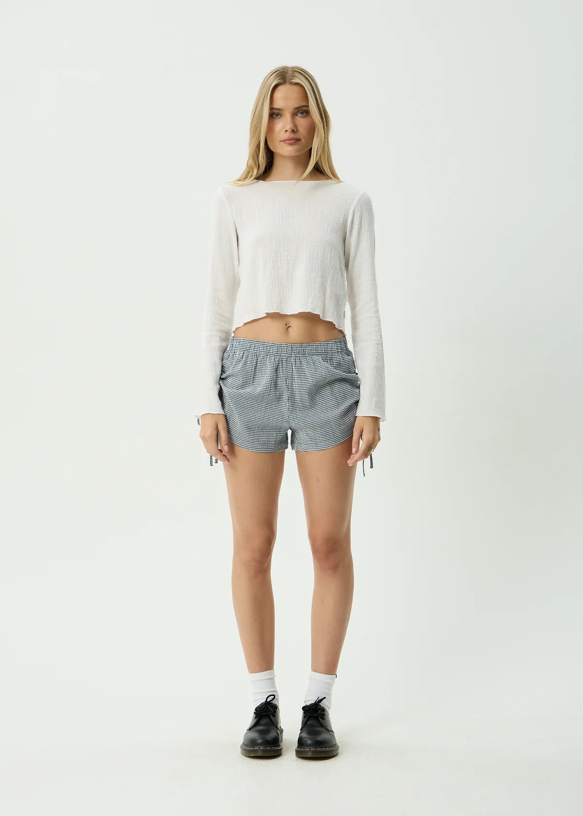 Afends Luella Indy Hemp Low Rise Short - Navy Check