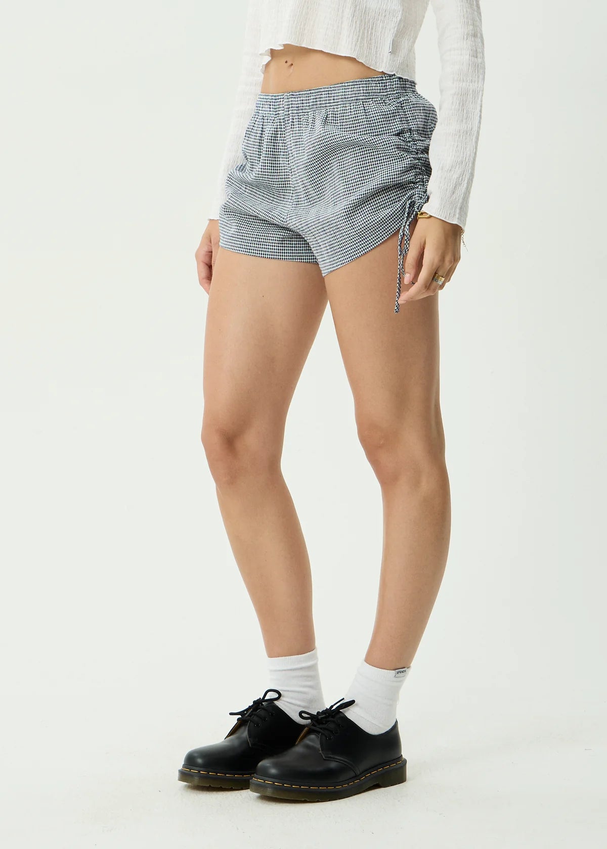Afends Luella Indy Hemp Low Rise Short - Navy Check