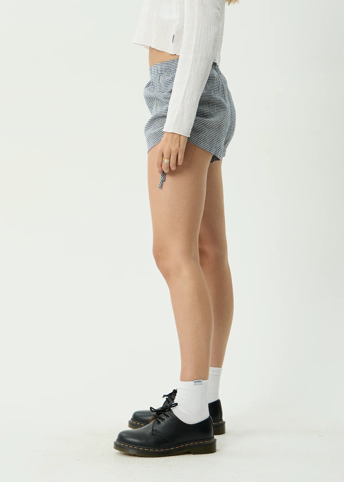 Afends Luella Indy Hemp Low Rise Short - Navy Check