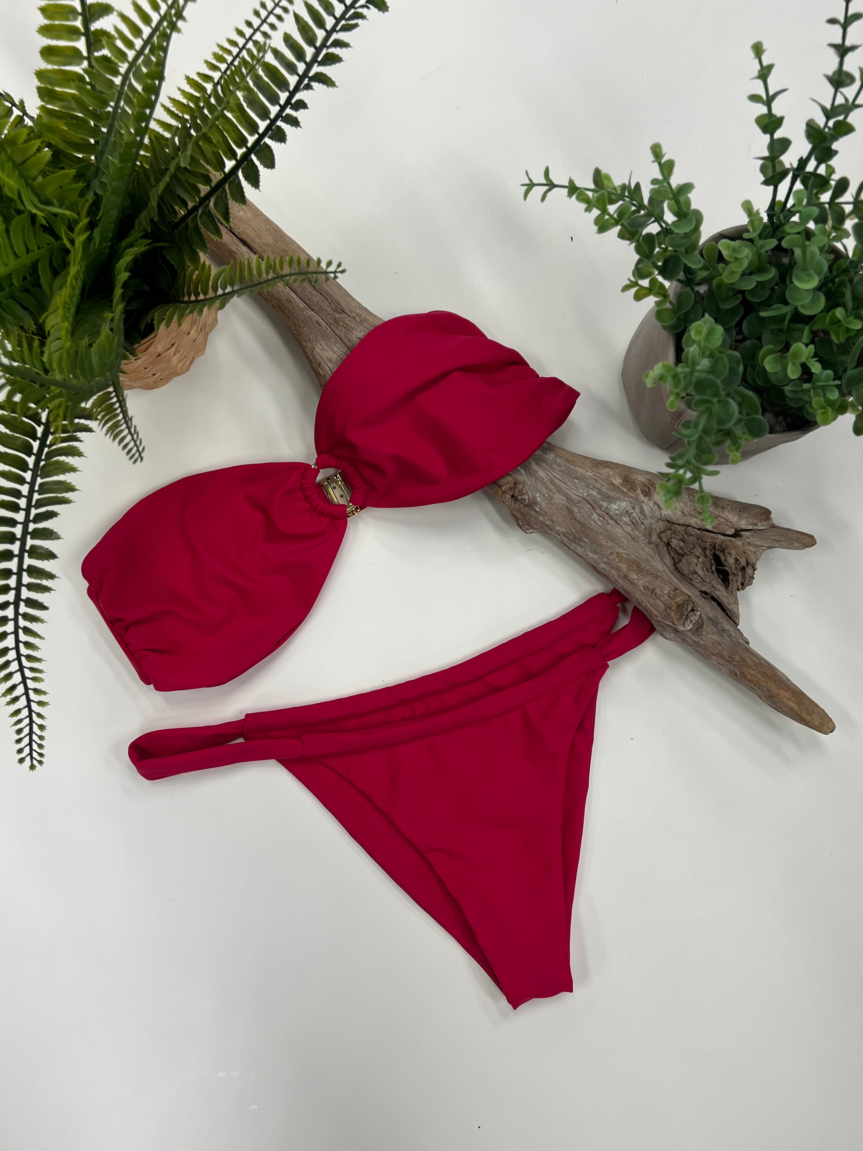 Tsunami Swim One Mile Bandeau Top Red