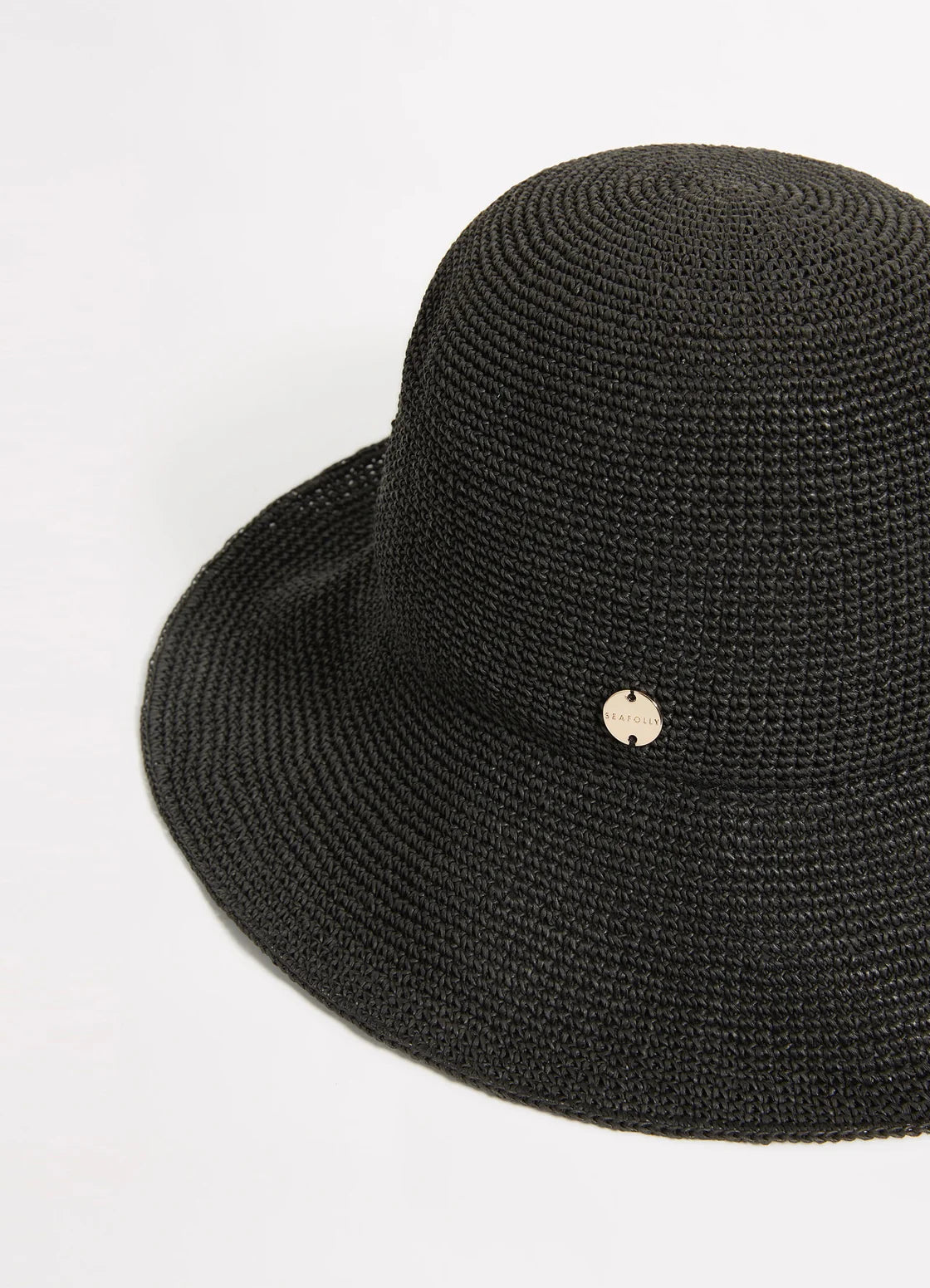Seafolly Packable Raffia Bucket Hat -Black