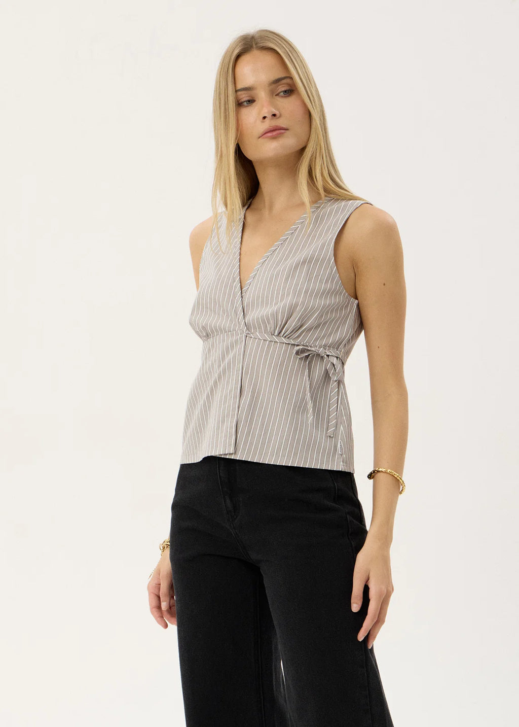 Afends Tiara Wrap Top - Olive Stripe