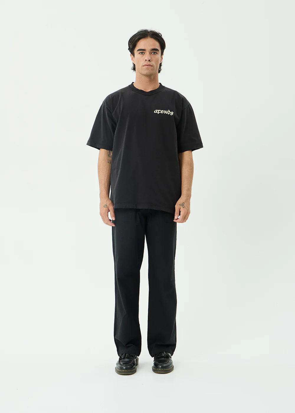 Afends Pent-A-Gone Recycled Heavyweight Boxy Tee - Stone Black