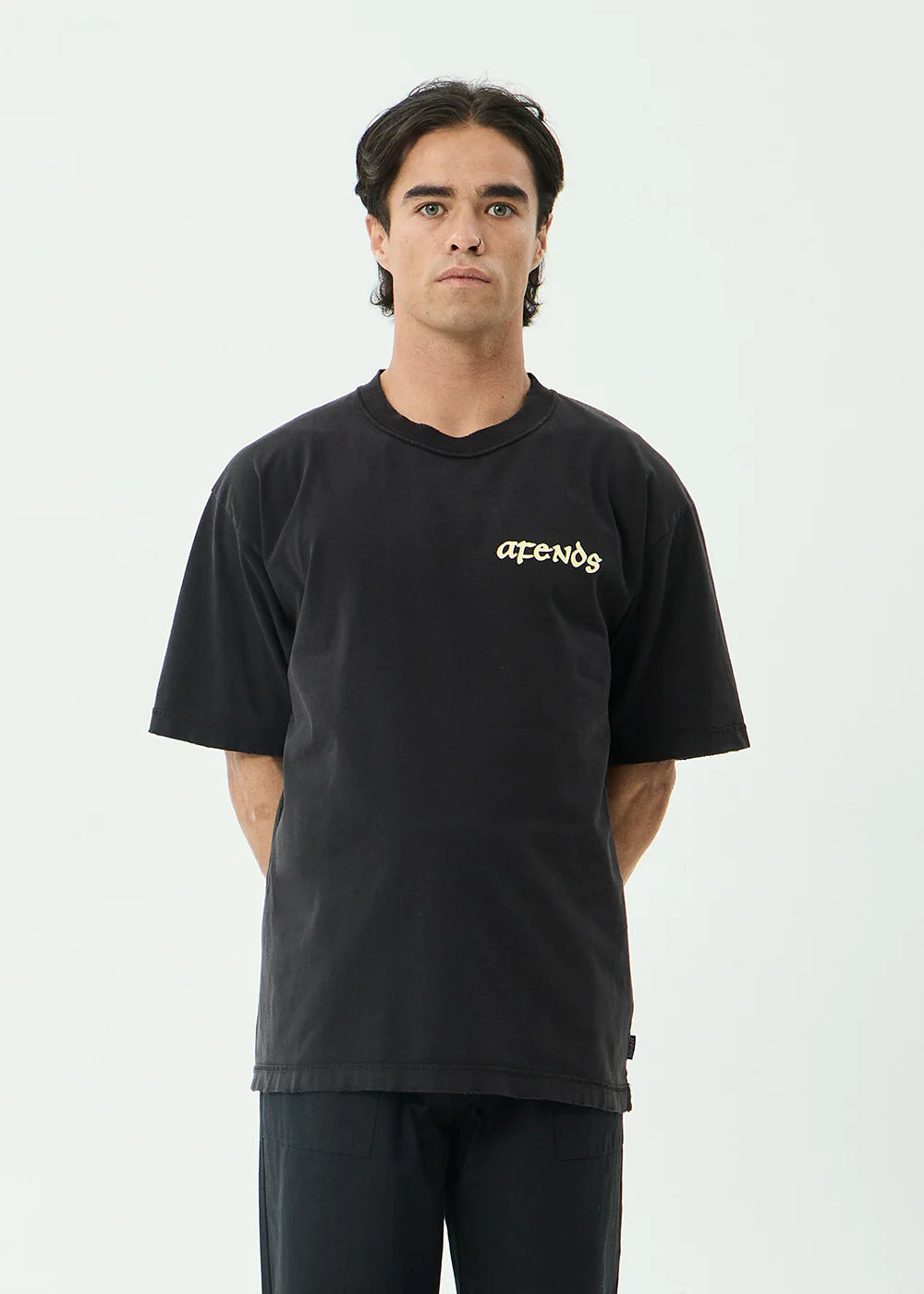 Afends Pent-A-Gone Recycled Heavyweight Boxy Tee - Stone Black