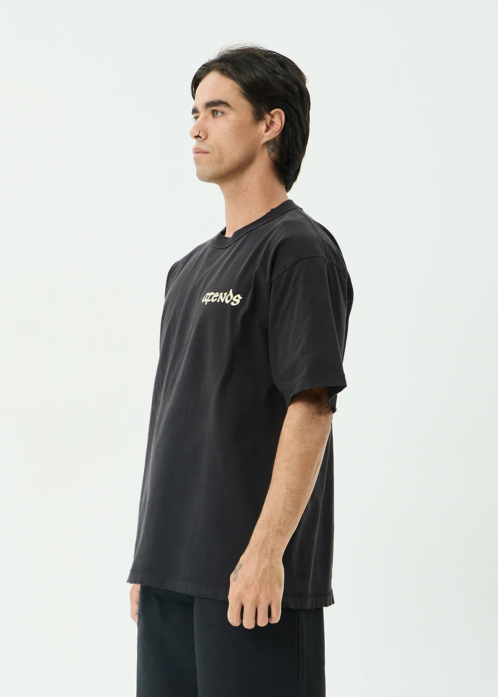 Afends Pent-A-Gone Recycled Heavyweight Boxy Tee - Stone Black