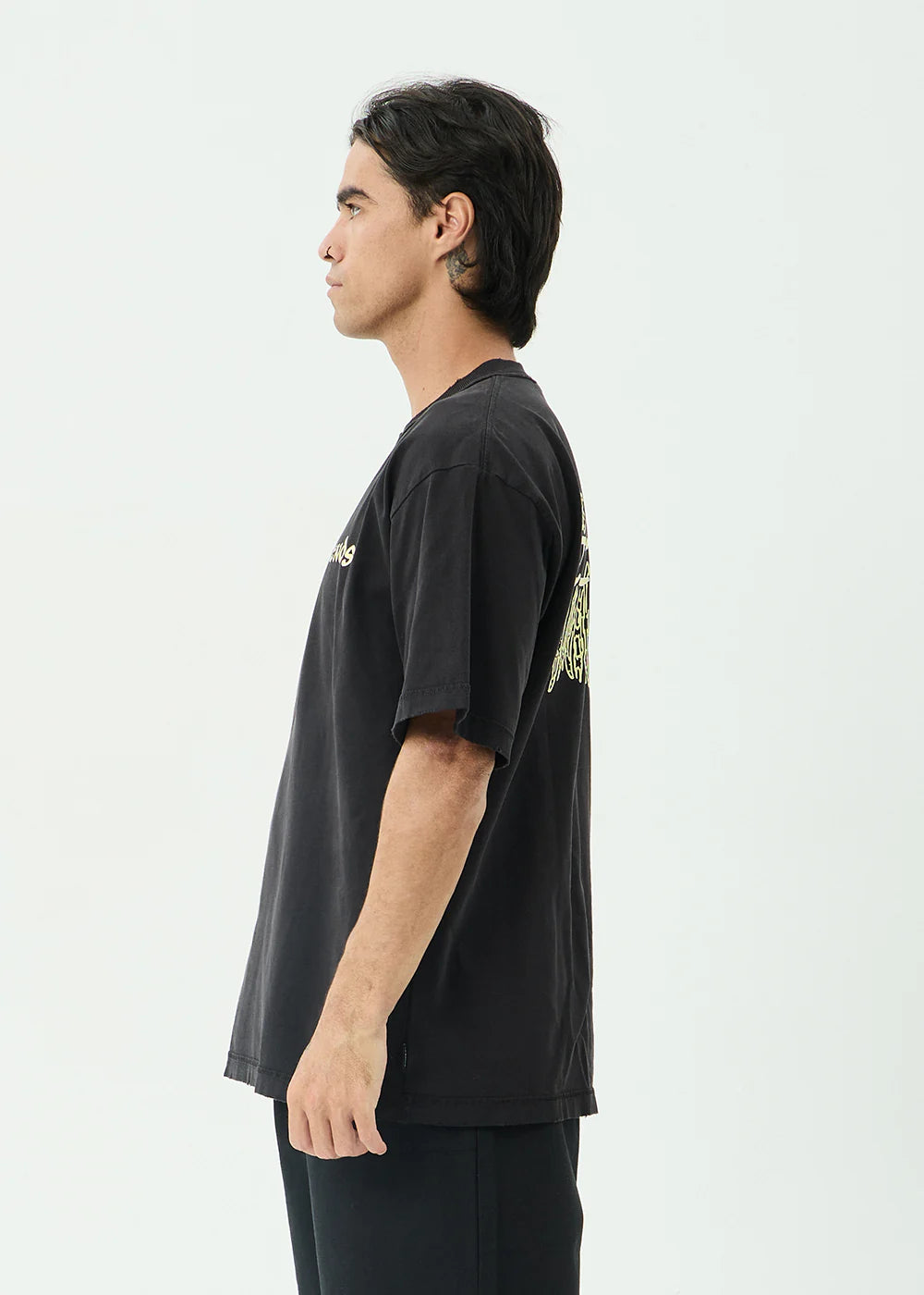 Afends Pent-A-Gone Recycled Heavyweight Boxy Tee - Stone Black