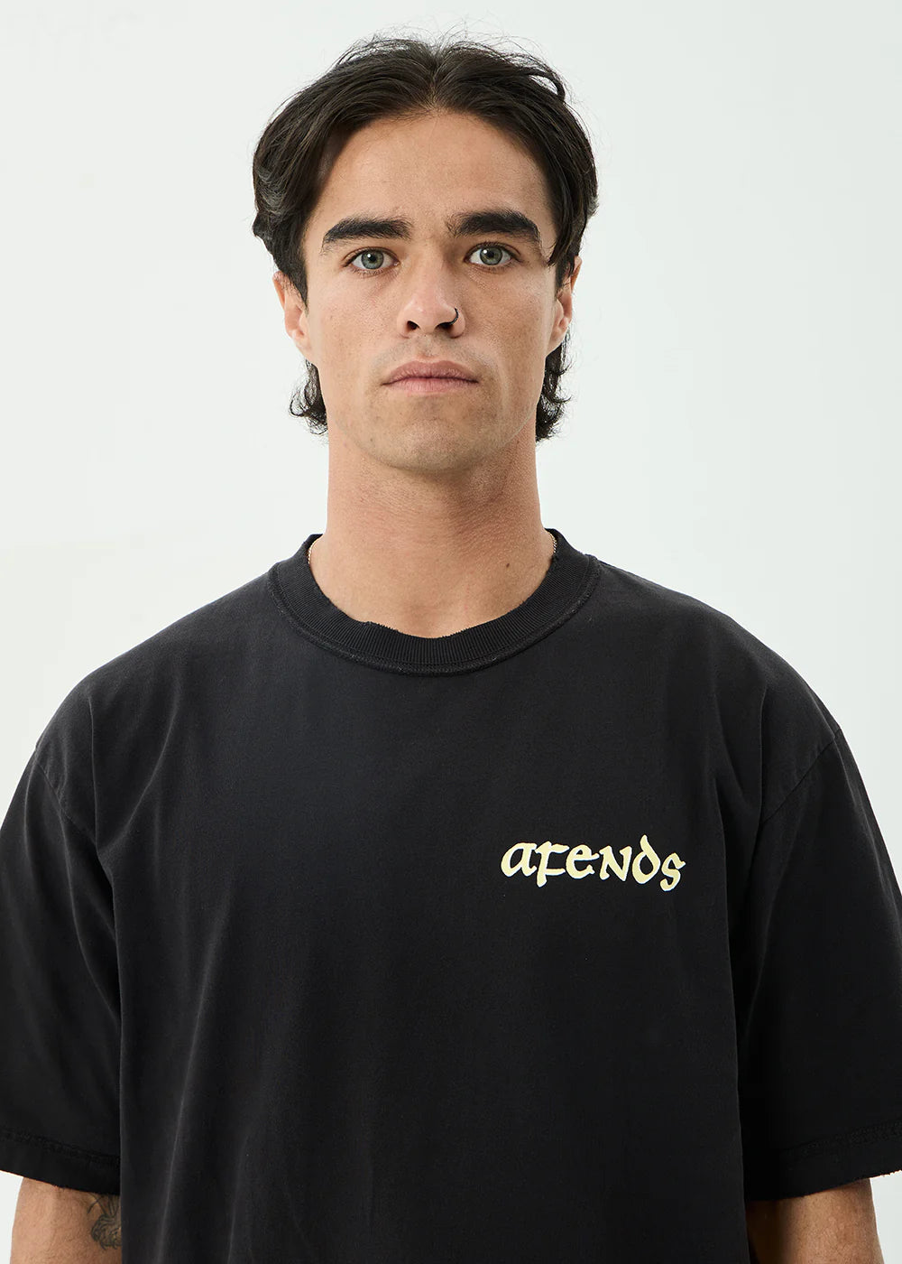 Afends Pent-A-Gone Recycled Heavyweight Boxy Tee - Stone Black