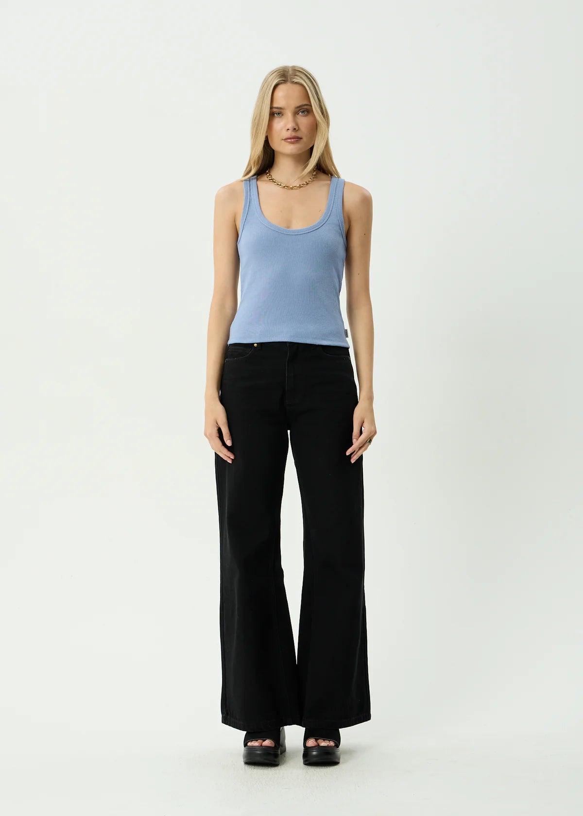Afends Layden Organic Rib Singlet - Slate Blue