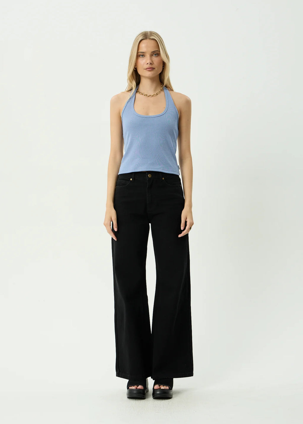 Afends Basis Organic Rib Halter - Slate Blue