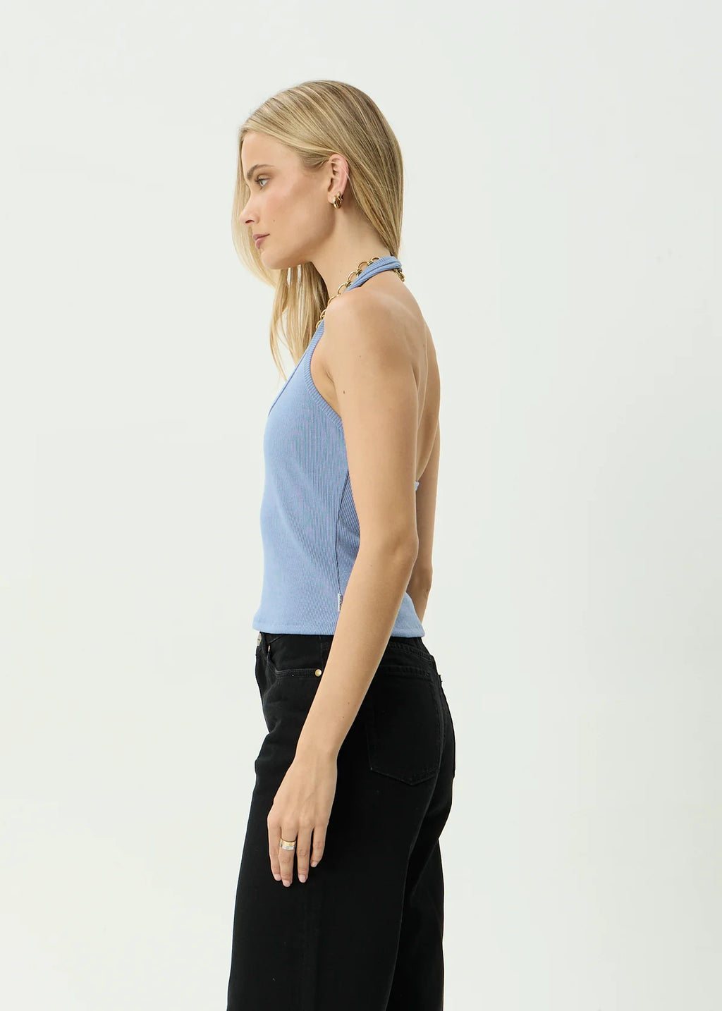 Afends Basis Organic Rib Halter - Slate Blue