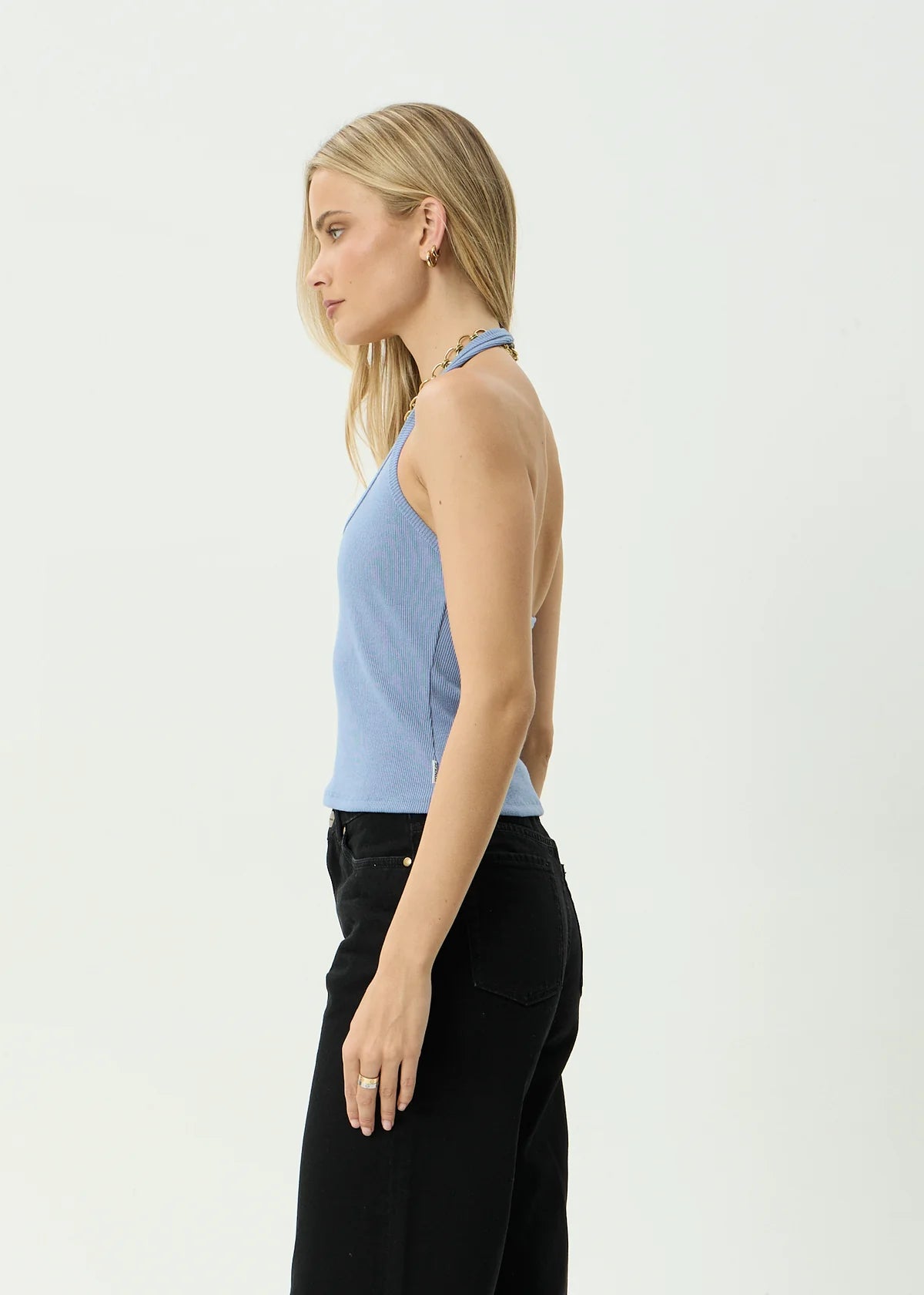 Afends Basis Organic Rib Halter - Slate Blue