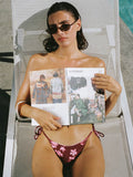 Thrills Full Bloom Reversible String Bikini Bottom Pomegranate