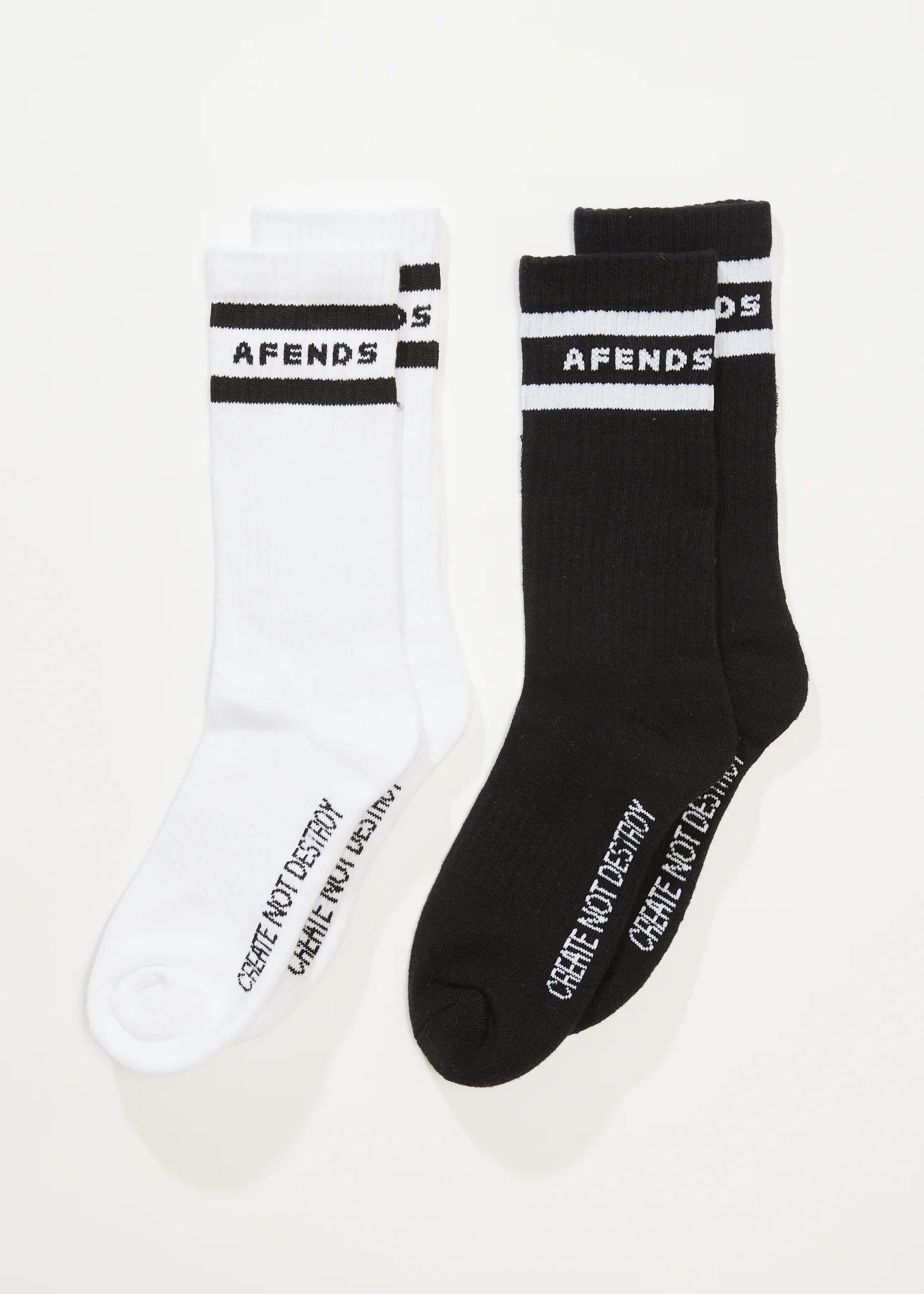 Afends Create Not Destroy Socks Two Pack  Black / White