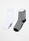 Afends Rowan Recycled Socks Two Pack - Black Check