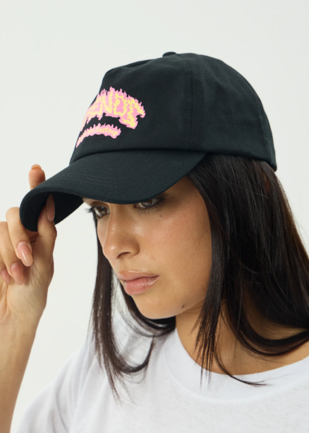 Afends Flame On Recycled Five Panel Cap - Black