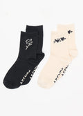 Afends Rise Recycled Two Pack Socks - Moonbeam / Stone Black