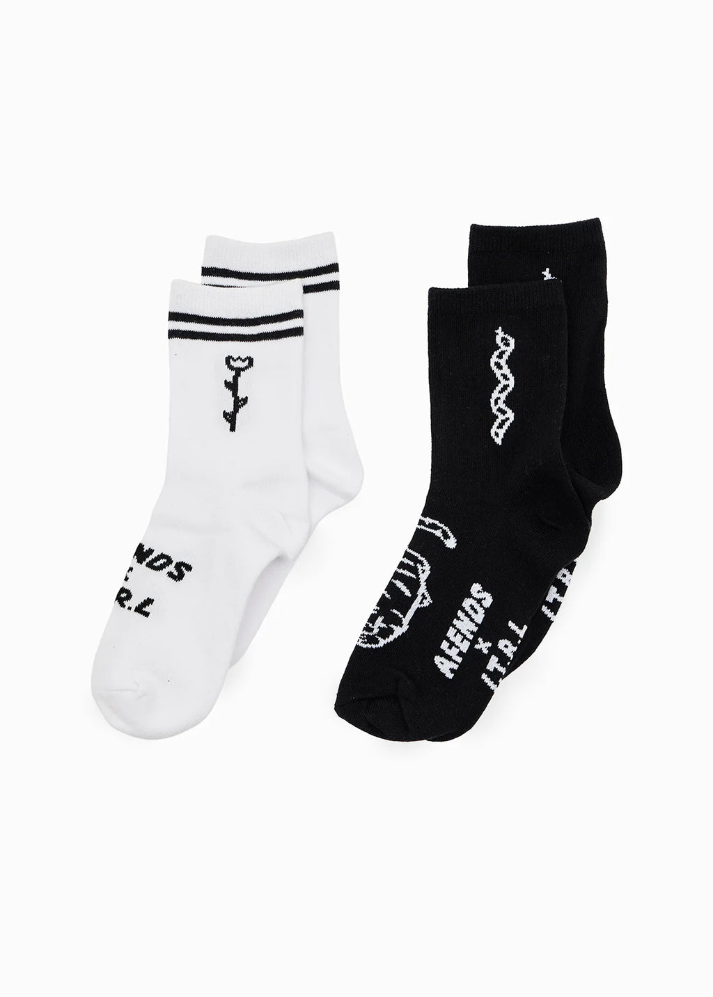 Afends Double Vision Recycled Two Pack Socks - Black / White