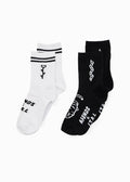 Afends Double Vision Recycled Two Pack Socks - Black / White