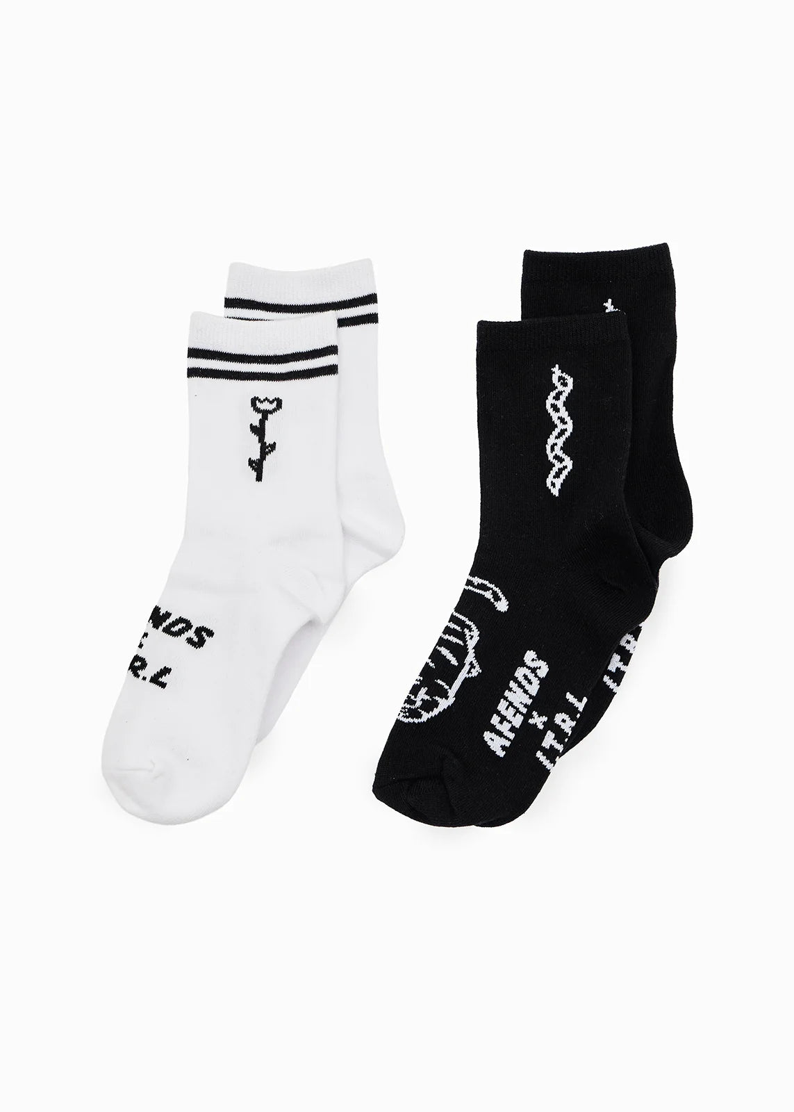Afends Double Vision Recycled Two Pack Socks - Black / White