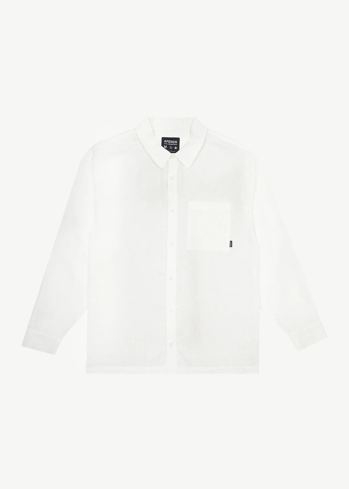 Afends Everyday Hemp Cuban Long Sleeve Shirt White