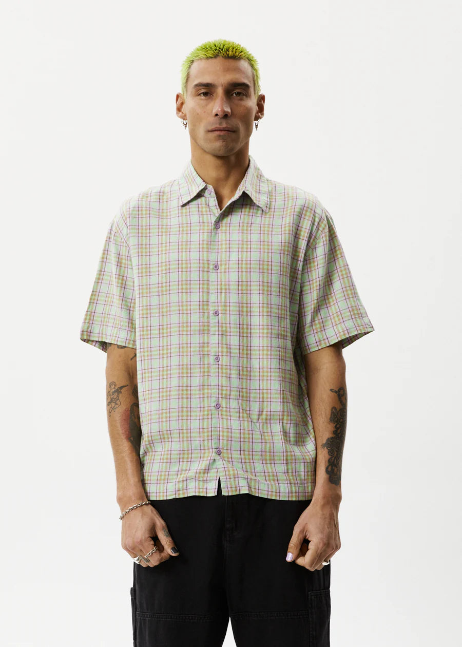 Afends Kali Hemp Check Shirt  Pistachio Check