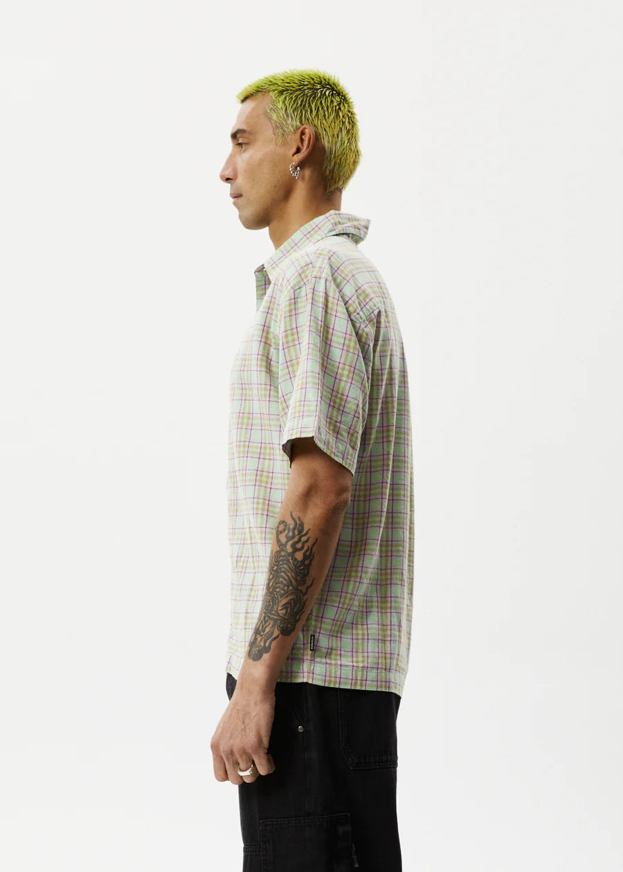 Afends Kali Hemp Check Shirt  Pistachio Check