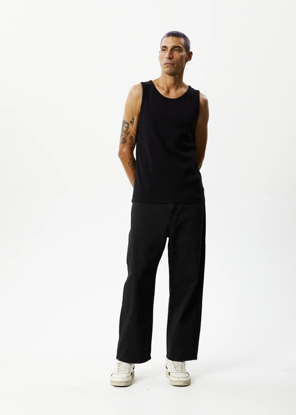 Afends Paramount Recycled Rib Singlet Black